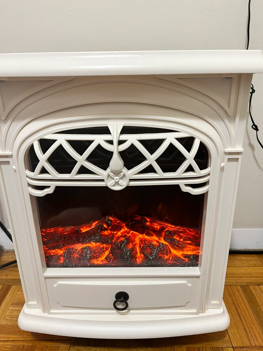White Electric Fireplace with Heating