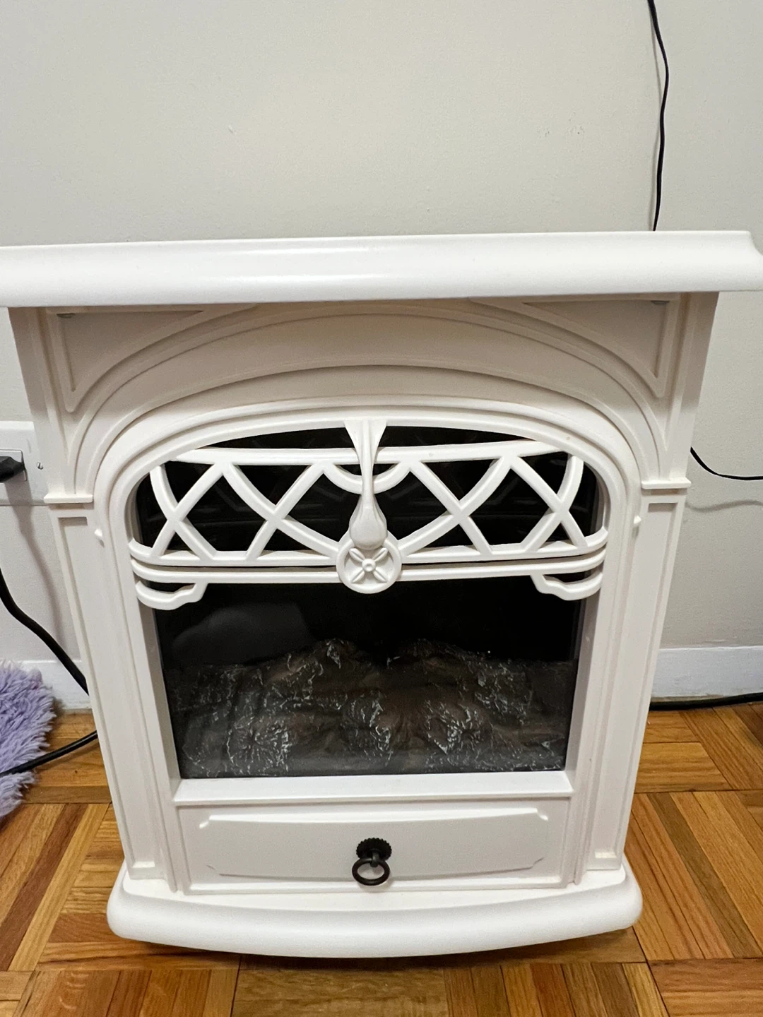 White Electric Fireplace with Heating - photo 3