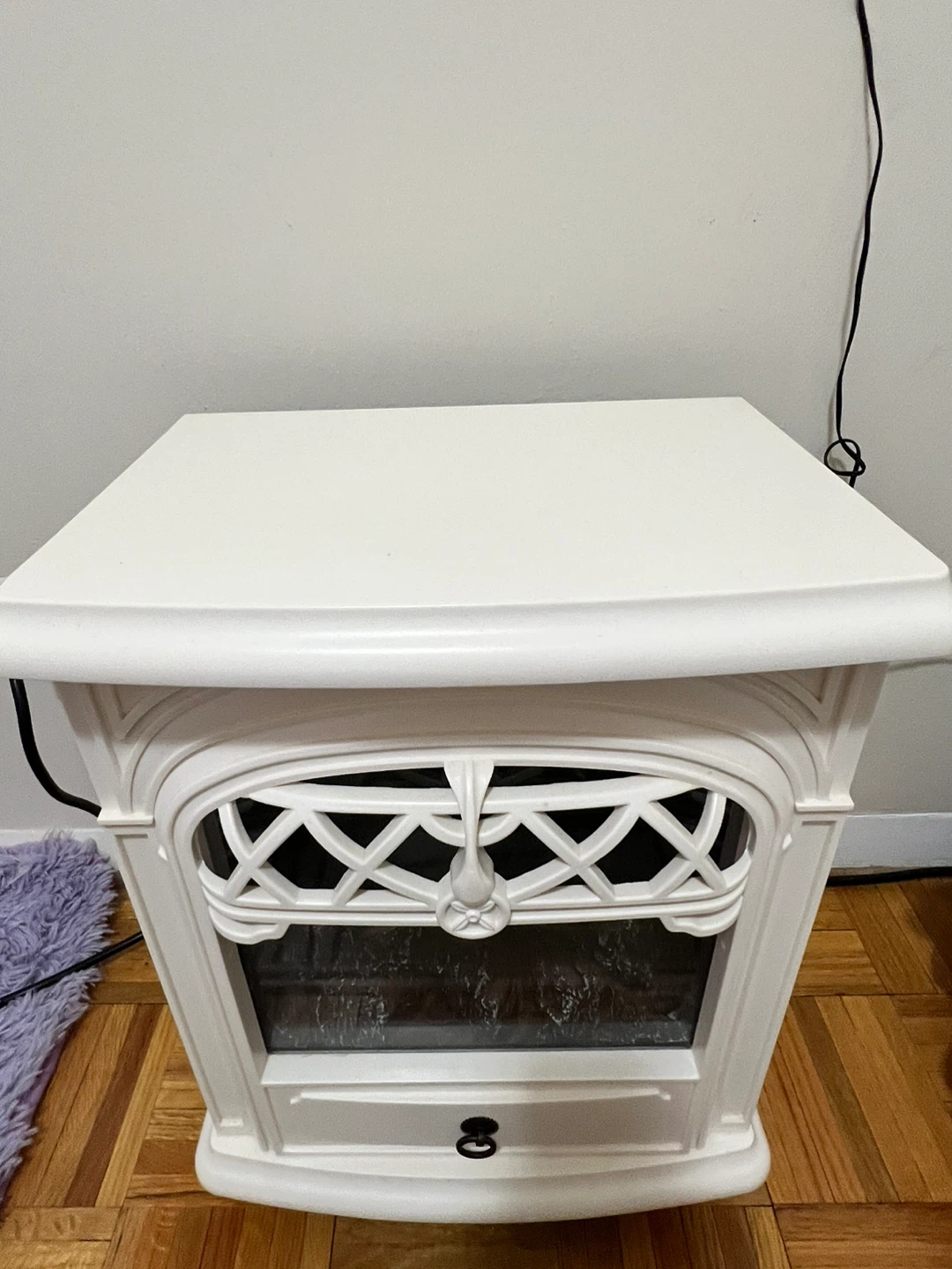 White Electric Fireplace with Heating - photo 2