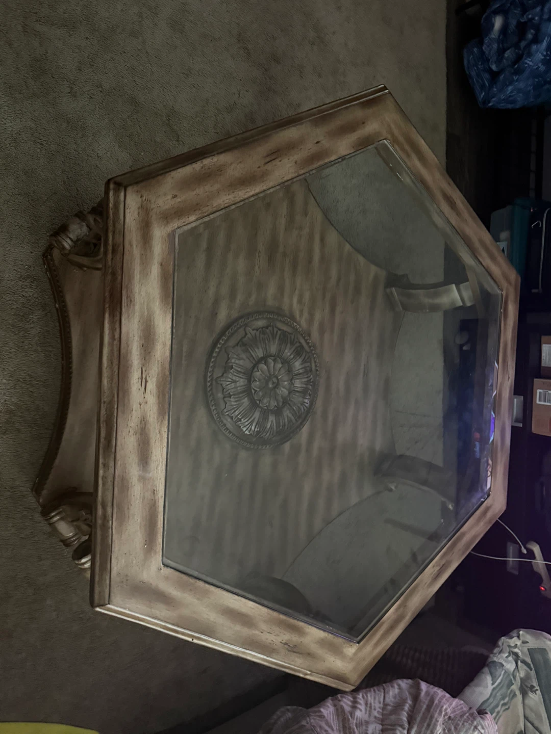 Hexagonal Coffee Table with Glass Top - photo 3