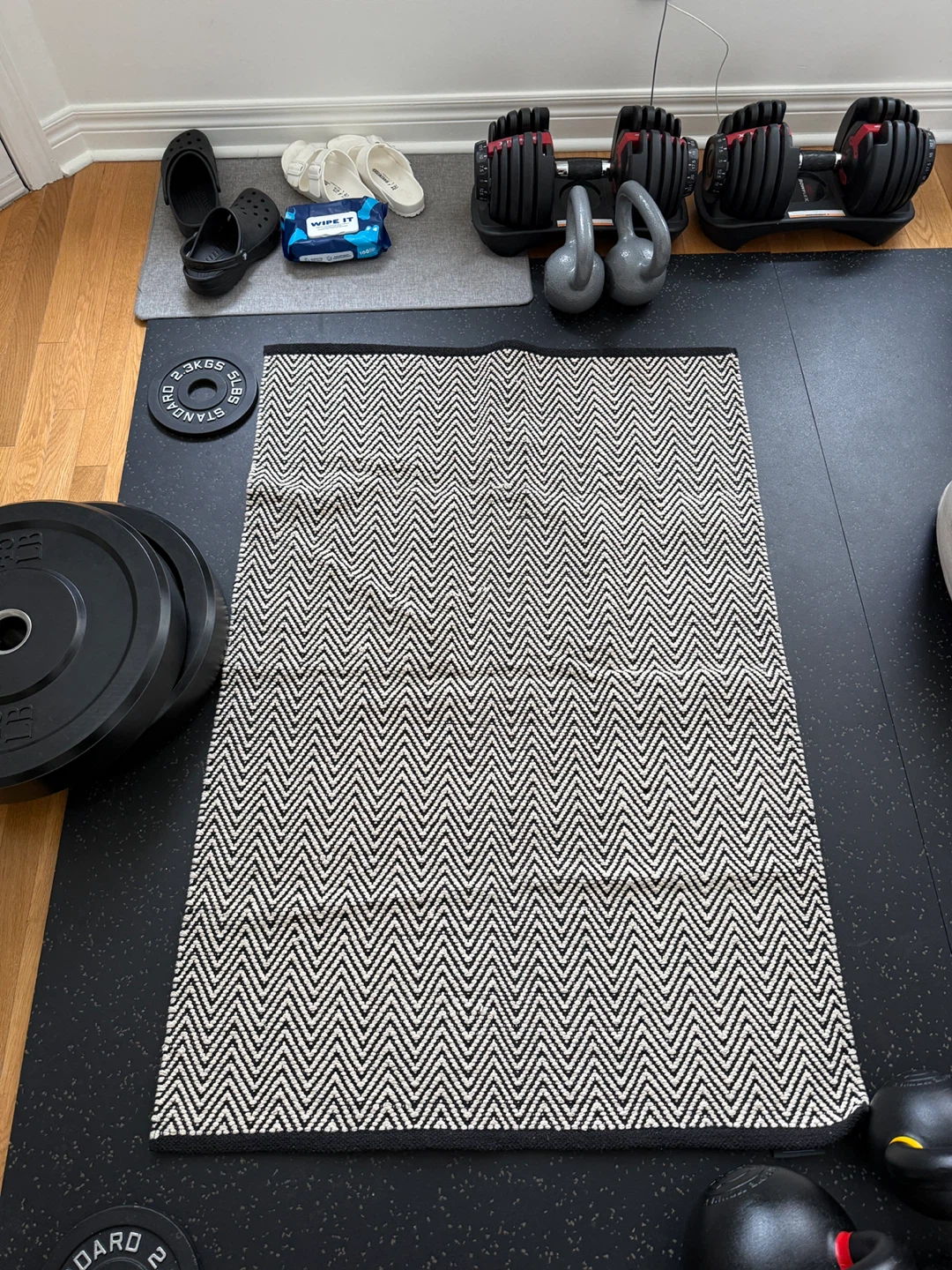 Black and Beige 100% Cotton Rug