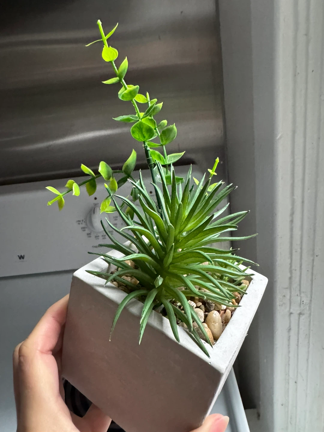 2x Maison et Jardin Faux Succulent Plant in Concrete Pot - photo 2