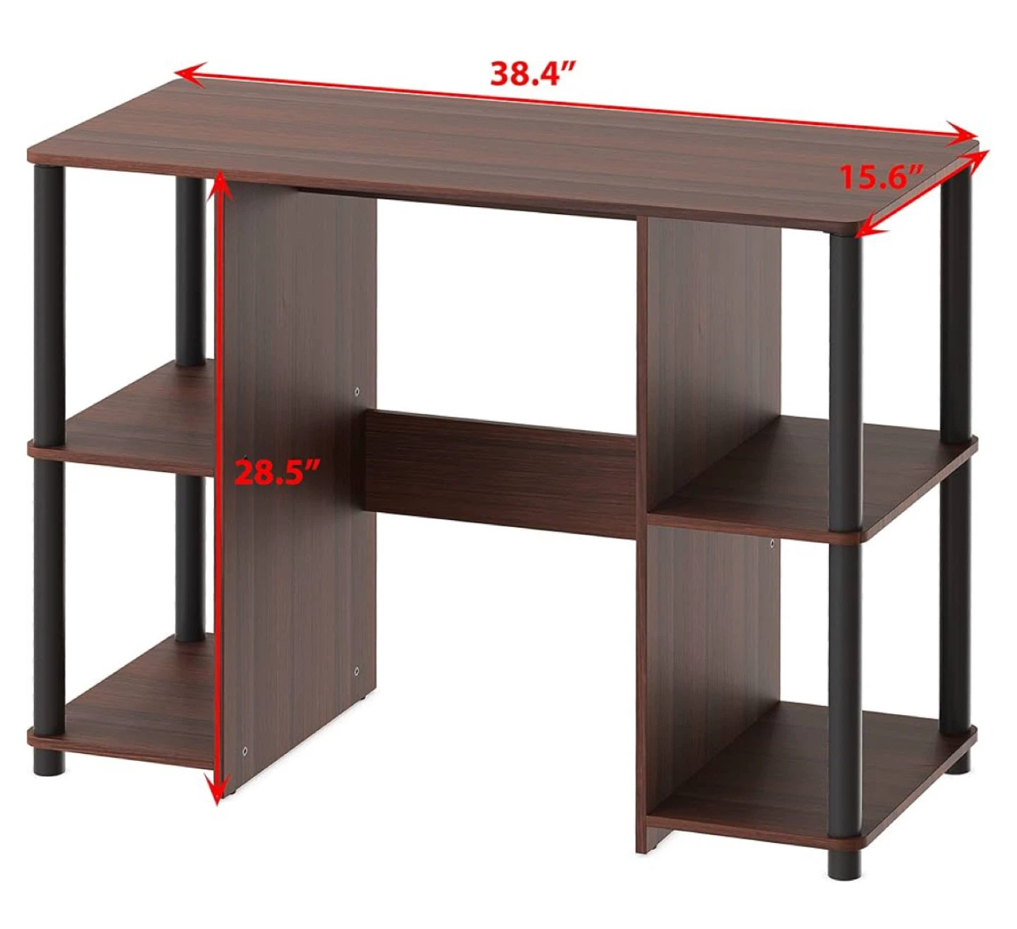 Dark Wood Computer Desk with Shelves - photo 2