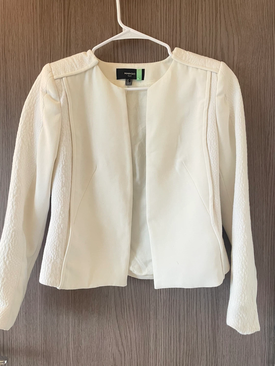 Mango White Textured Blazer