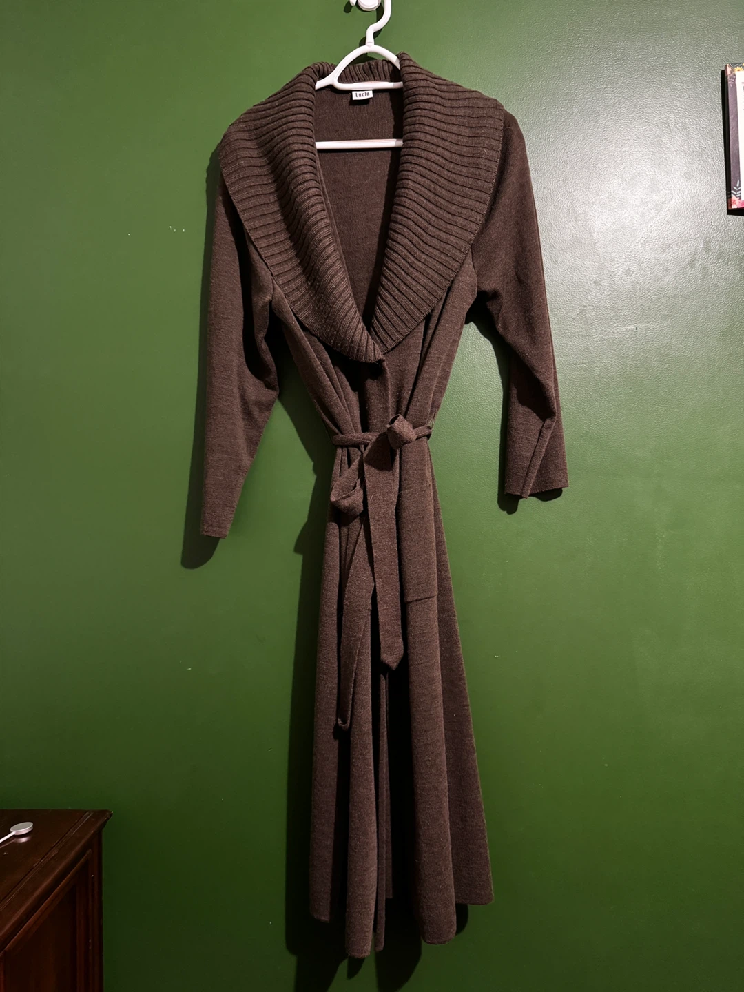 Brown Wool Blend Knit Cardigan - L/XL