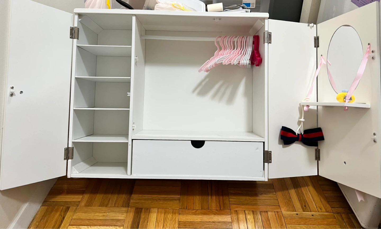Kids Toy Wardrobe with Hangers and Mirror - photo 2