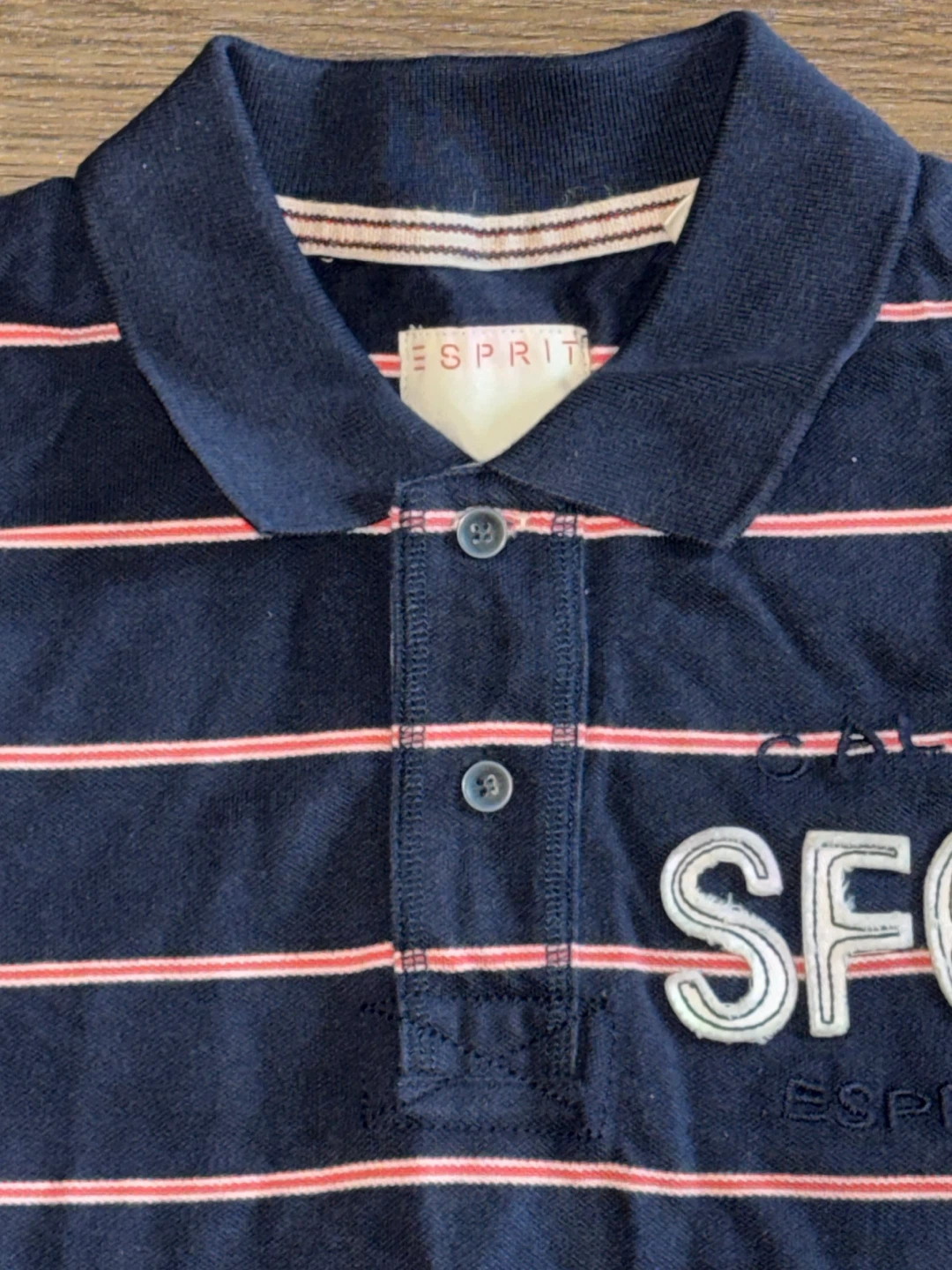 Esprit Navy Striped Polo Shirt SF68 - Size Medium - photo 3