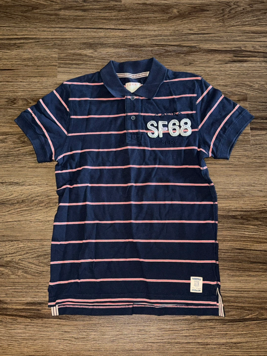Esprit Navy Striped Polo Shirt SF68 - Size Medium