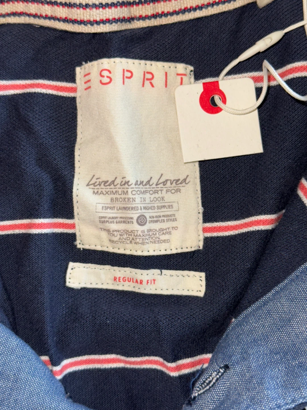 Esprit Navy Striped Polo Shirt SF68 - Size Medium - photo 4