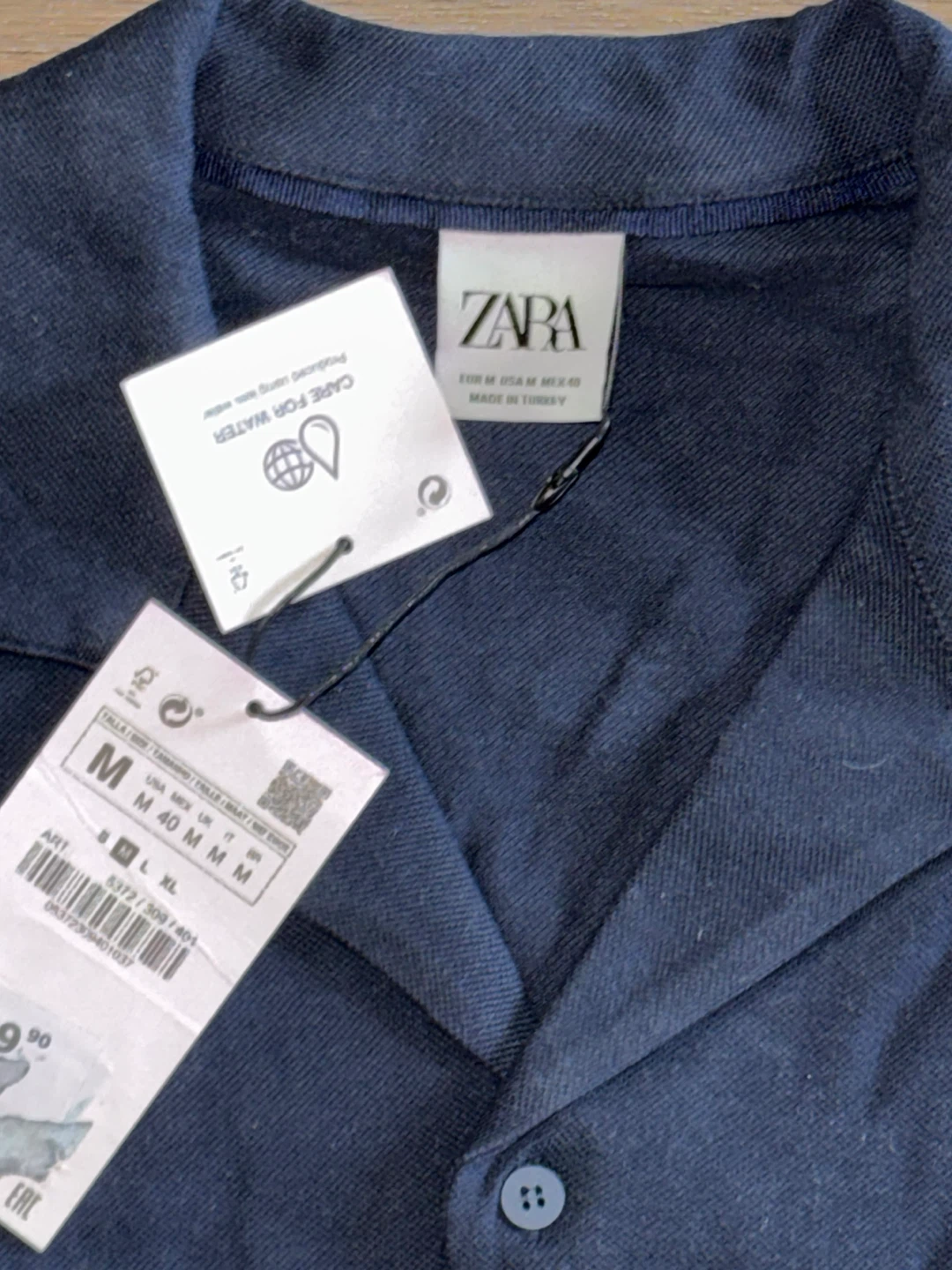 Zara Men's Navy Blue Short Sleeve Button-Up Shirt - Size M - photo 3