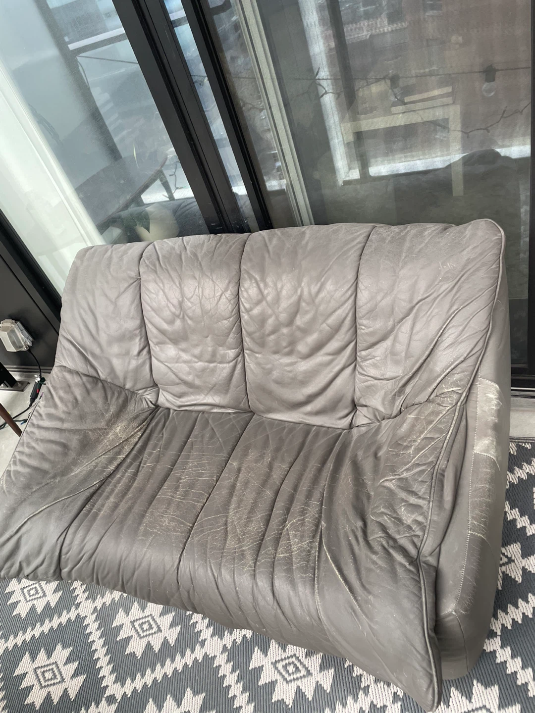 Grey Leather Couch - photo 2
