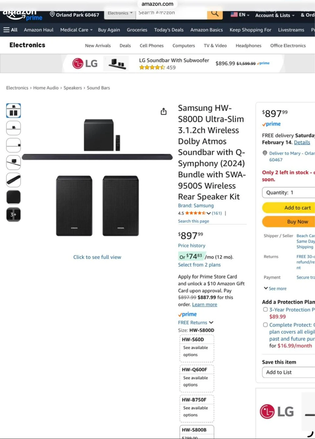 Samsung HW-S800D Soundbar with SWA-9500S Rear Speakers
