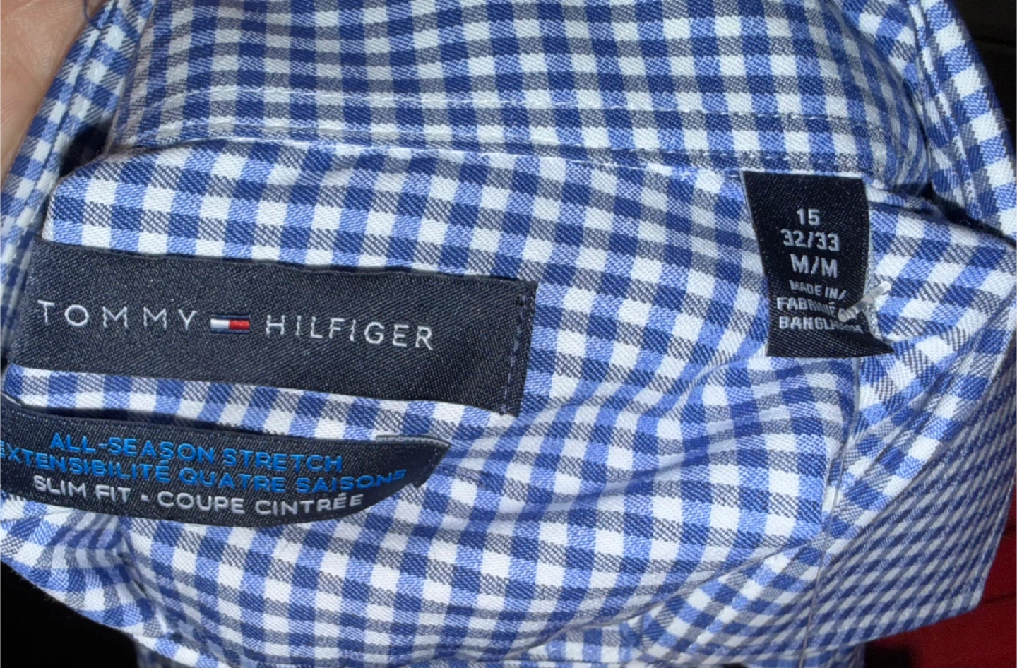 New Tommy Hilfiger Blue Gingham Slim Fit Dress Shirt - photo 5