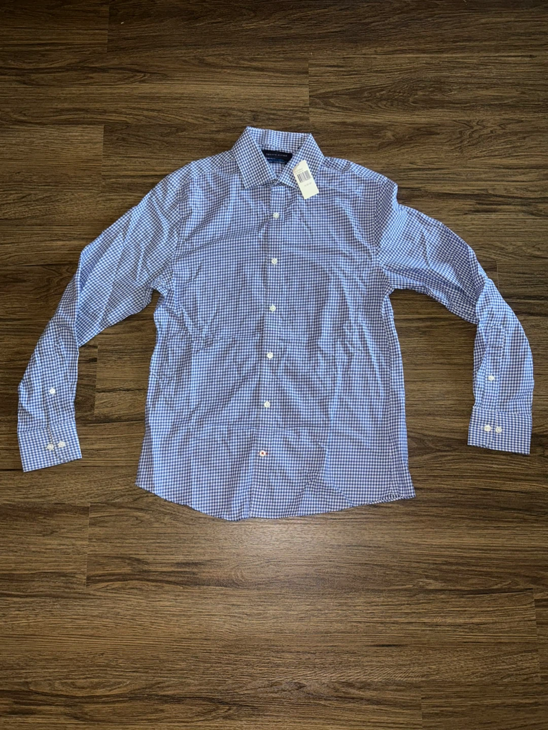 New Tommy Hilfiger Blue Gingham Slim Fit Dress Shirt