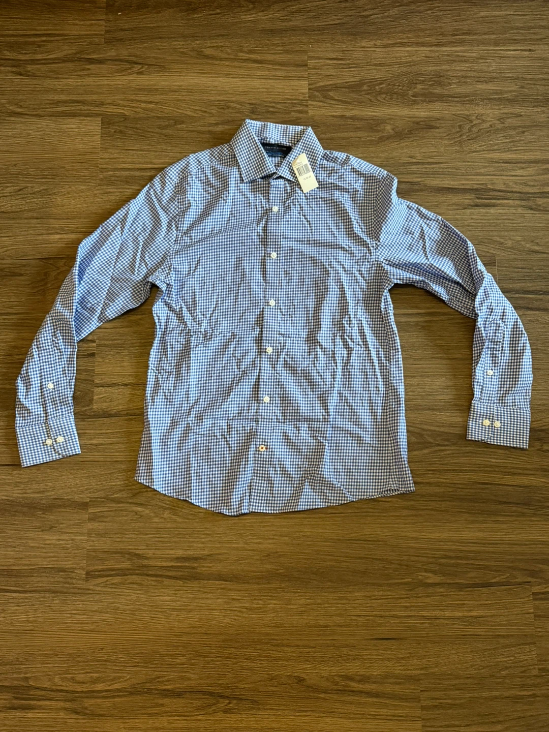 New Tommy Hilfiger Blue Gingham Slim Fit Dress Shirt - photo 3
