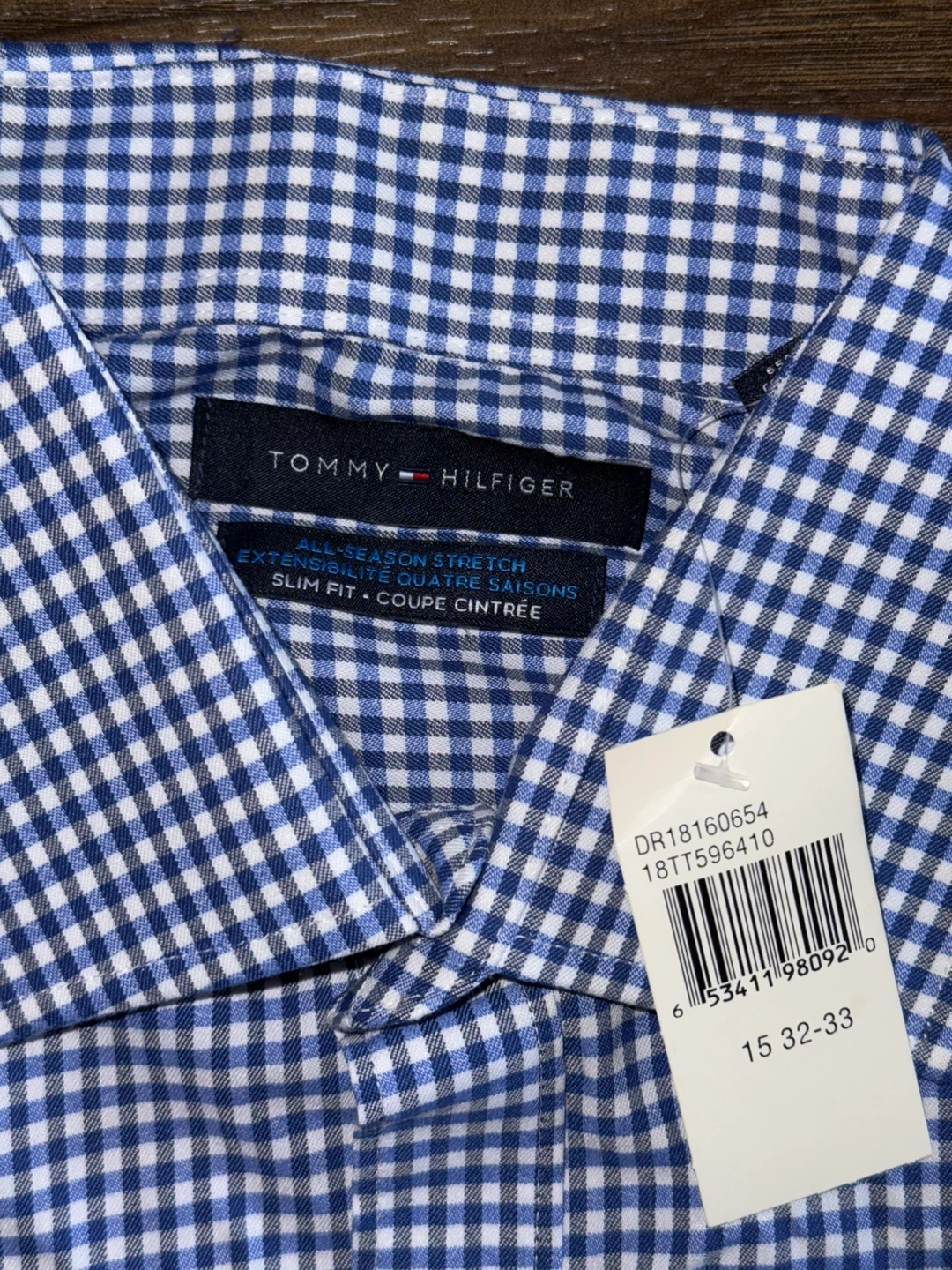 New Tommy Hilfiger Blue Gingham Slim Fit Dress Shirt - photo 4