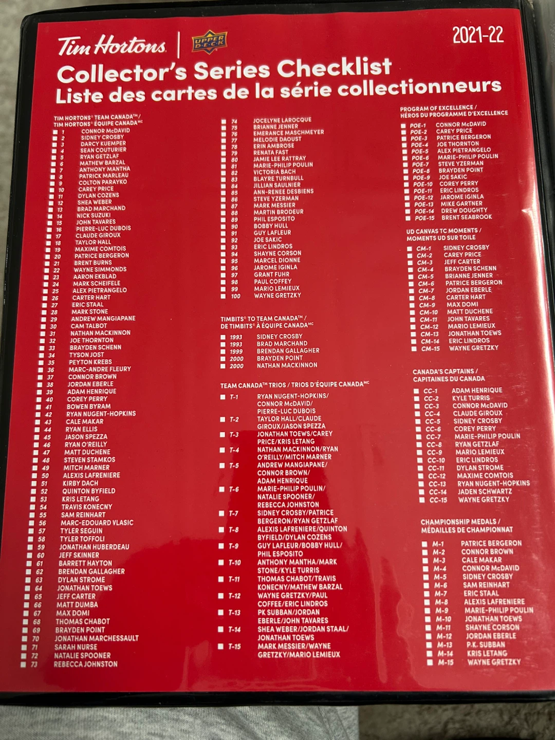 Tim Hortons Team Canada Hockey Trading Cards 2021-22 Master Set - photo 2