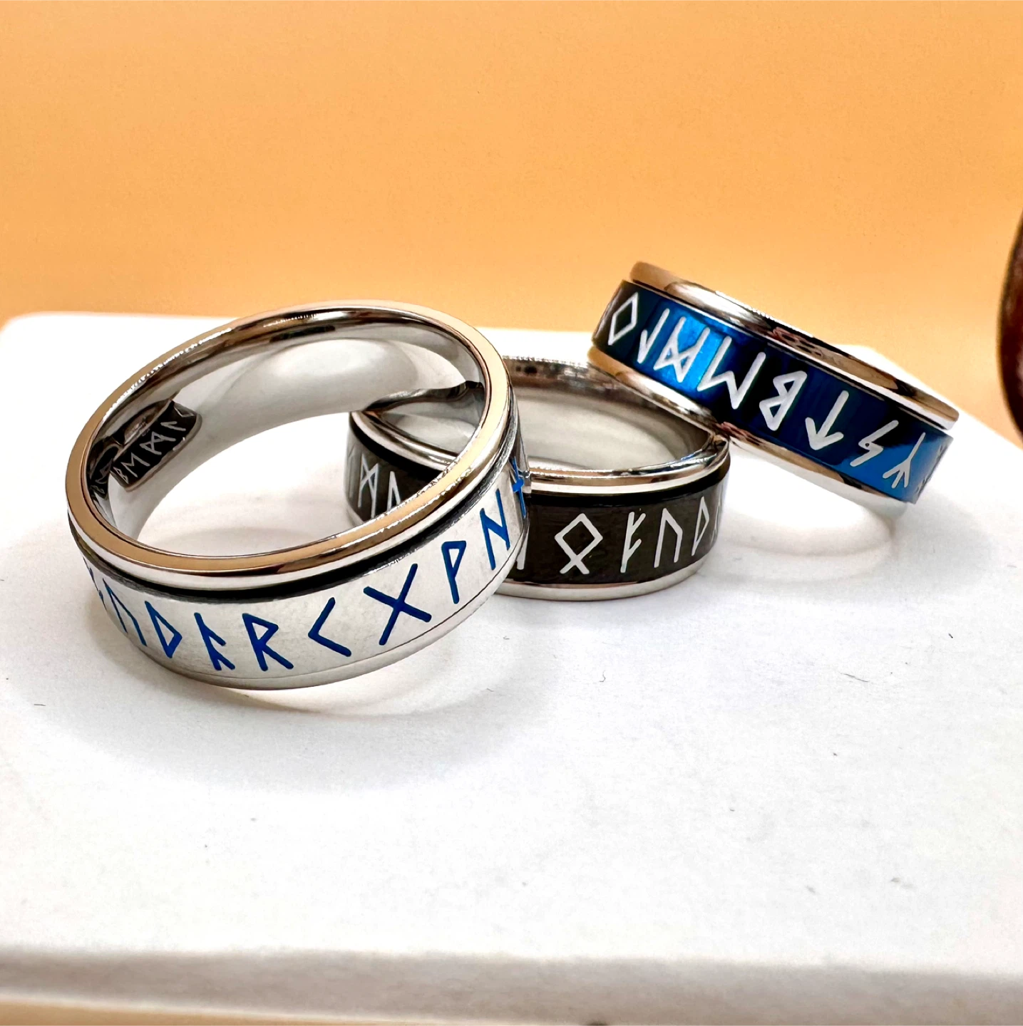 Stainless Steel Rune Spinner Rings - photo 2