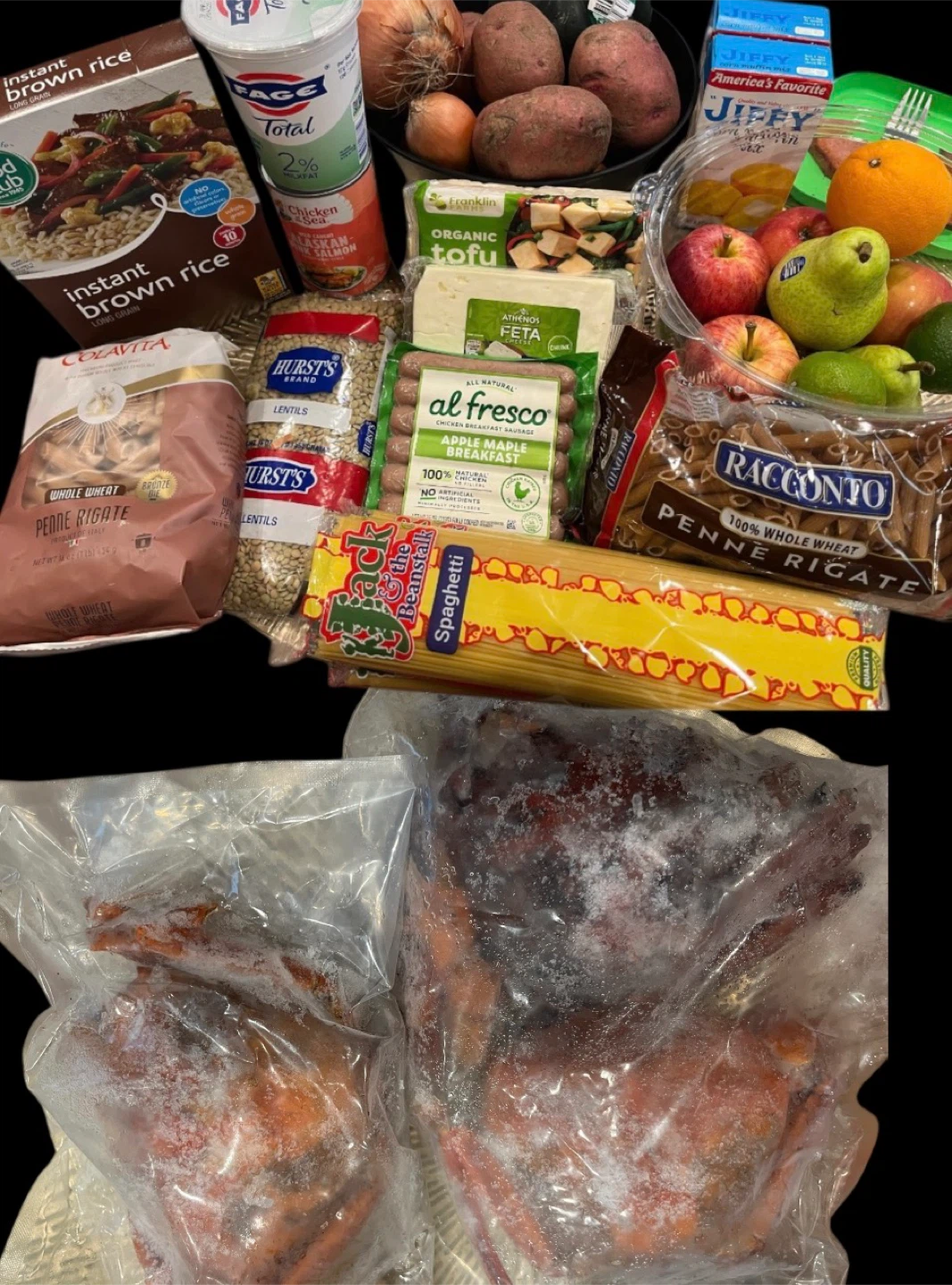Box of food with 3 Frozen Crab
