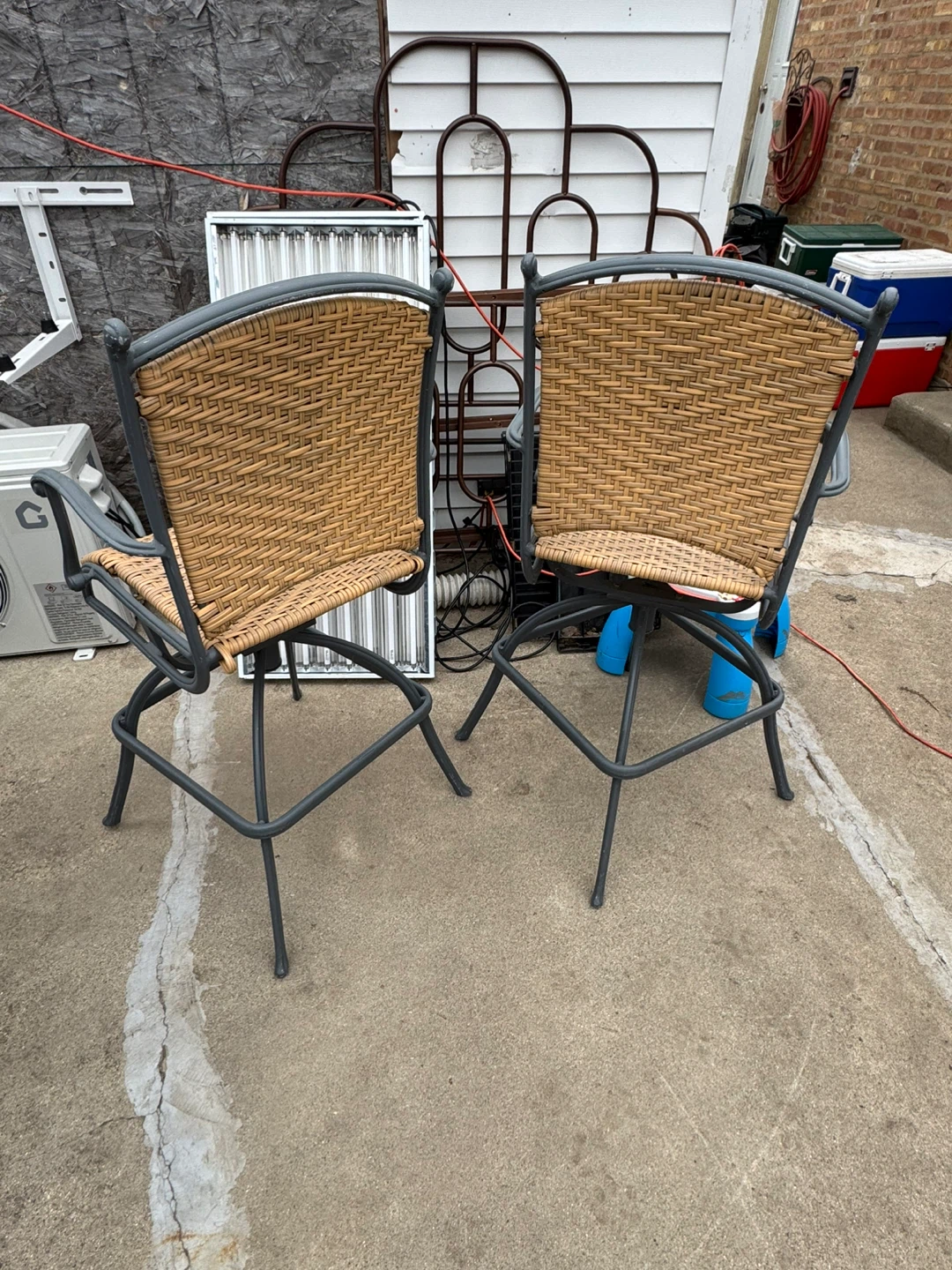 Wicker Swivel Bar Stools (Set of 2) - photo 2