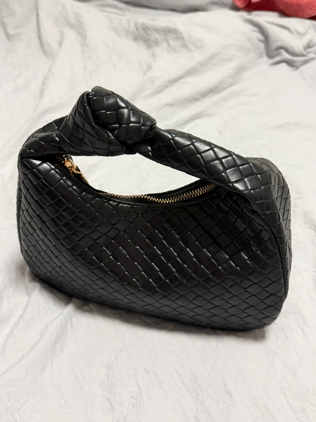 Black Woven Knot Handle Handbag - photo 2