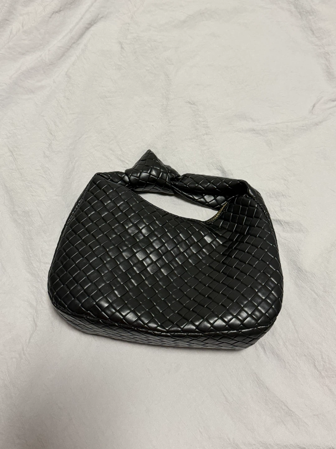 Black Woven Knot Handle Handbag - photo 3