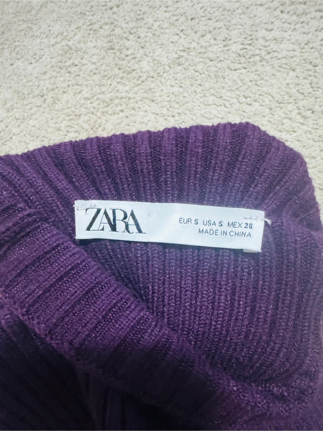 ZARA Purple Ribbed Turtleneck Sleeveless Top Size S - photo 3