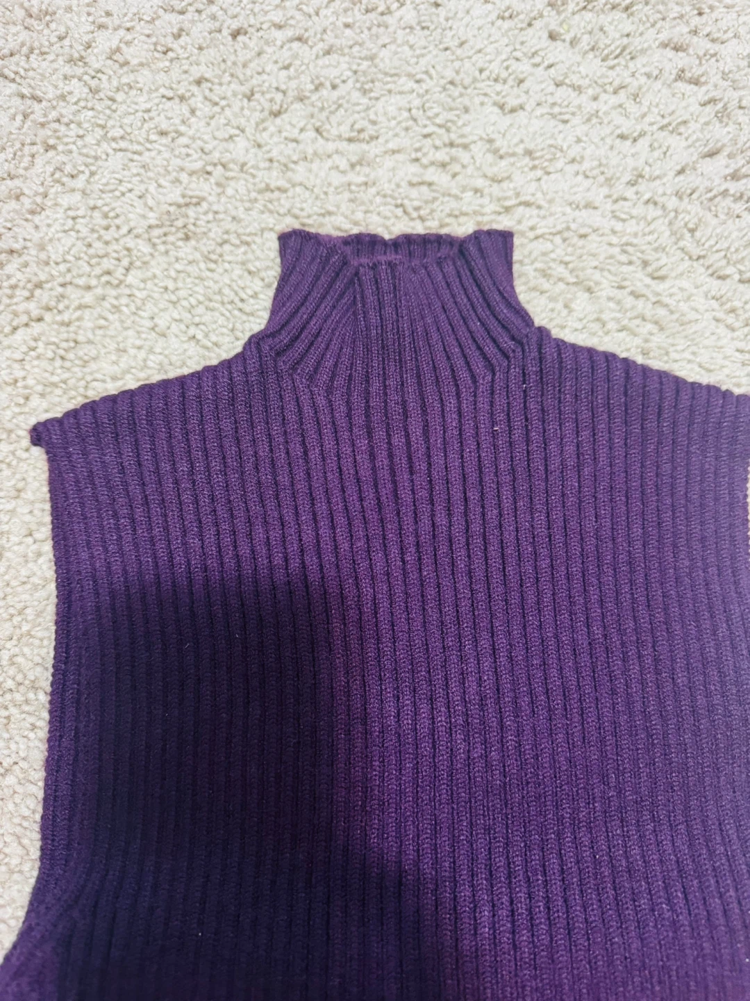 ZARA Purple Ribbed Turtleneck Sleeveless Top Size S - photo 2
