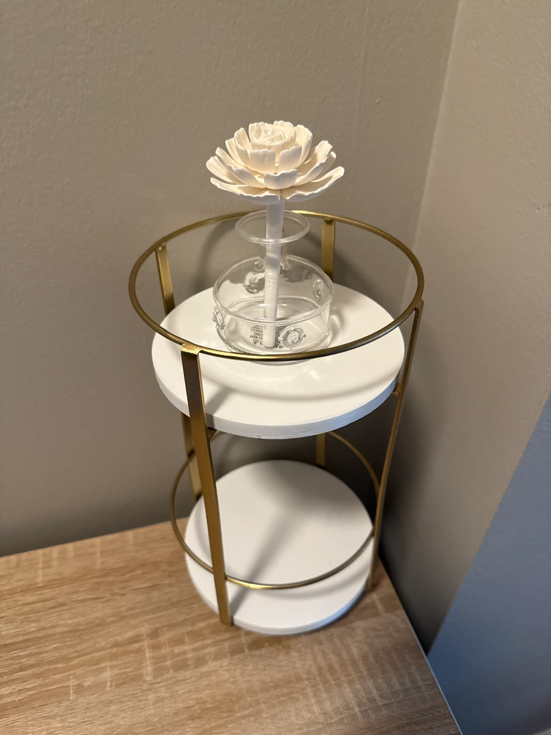 Gold and White Rotatable Tiered Stand