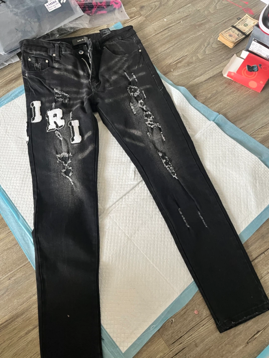 AMIRI Black Distressed Logo Jeans - photo 2