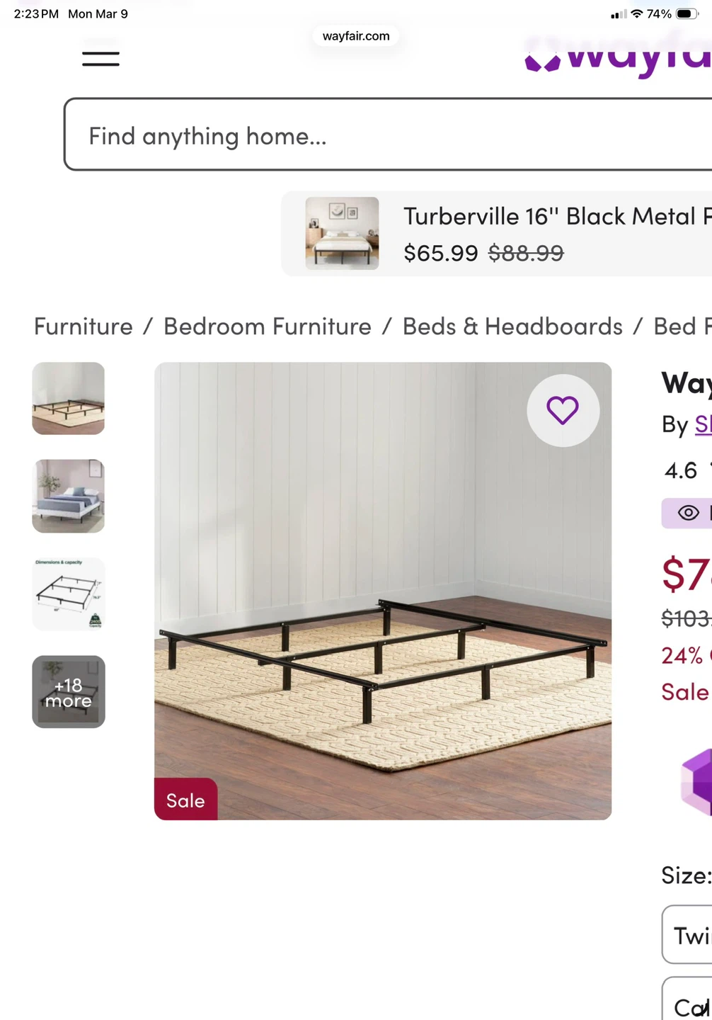 Queen flippable mattress, foundation,  frame & headboard - photo 3