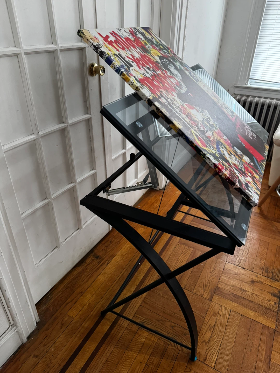 Black Metal and Glass Drafting Desk - photo 4