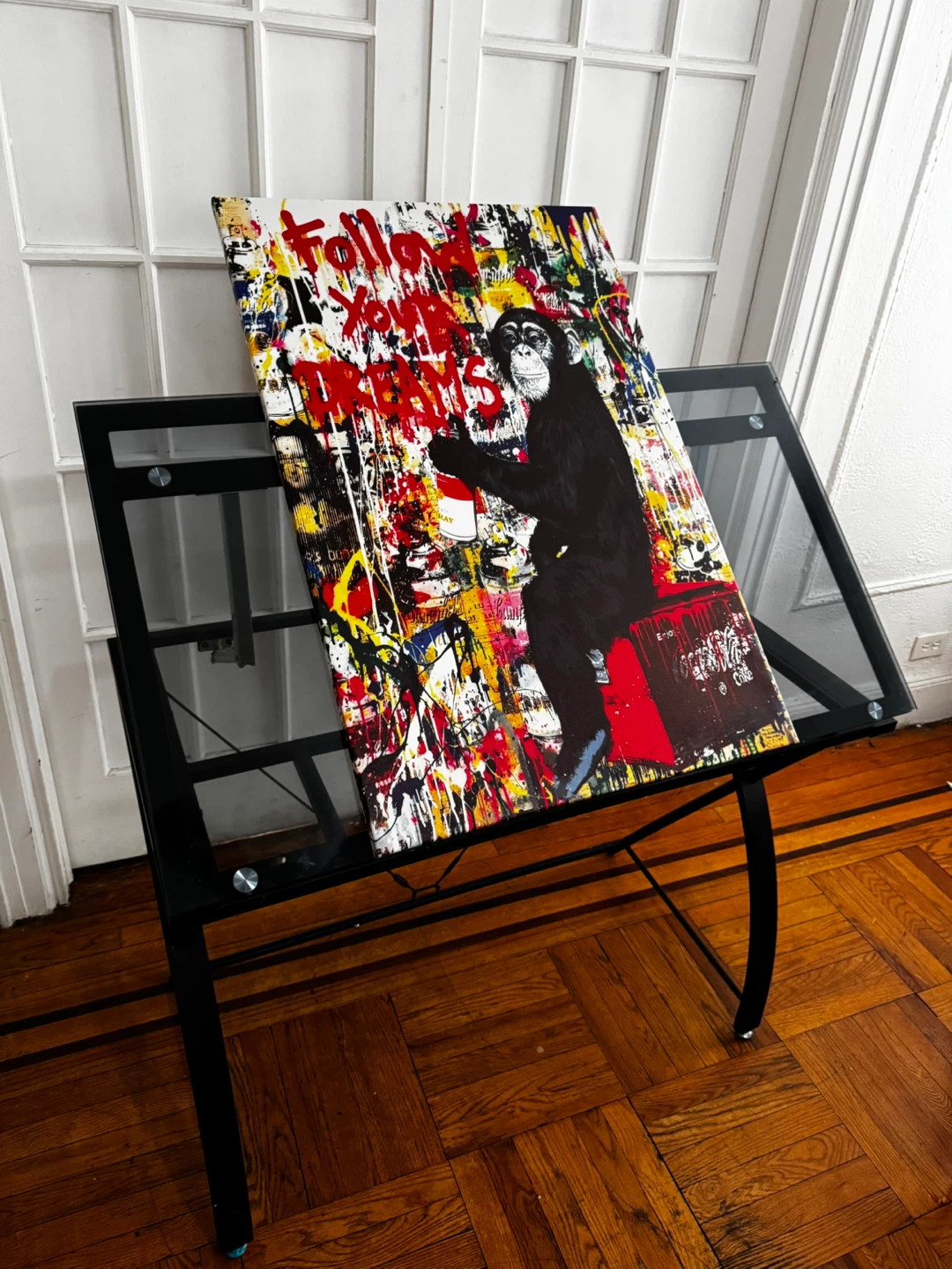 Black Metal and Glass Drafting Desk - photo 5