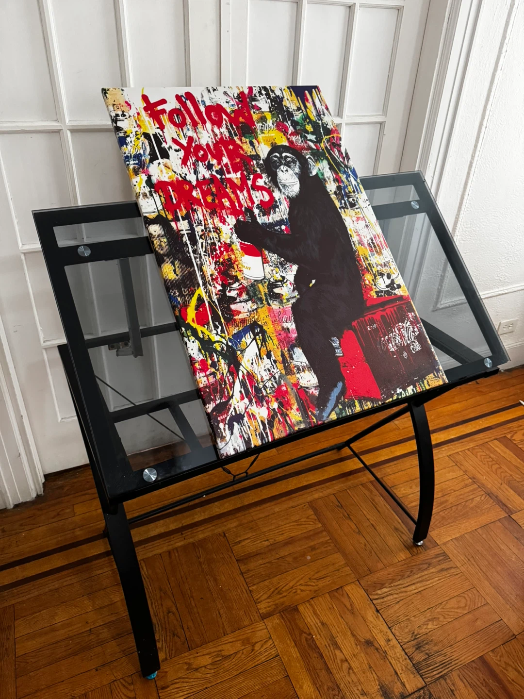 Black Metal and Glass Drafting Desk - photo 3