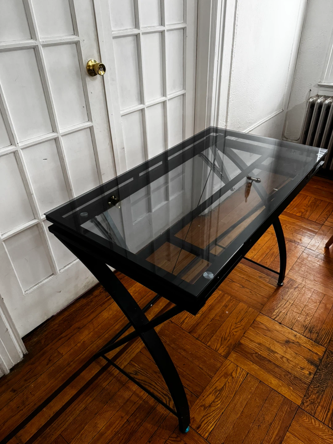 Black Metal and Glass Drafting Desk - photo 2