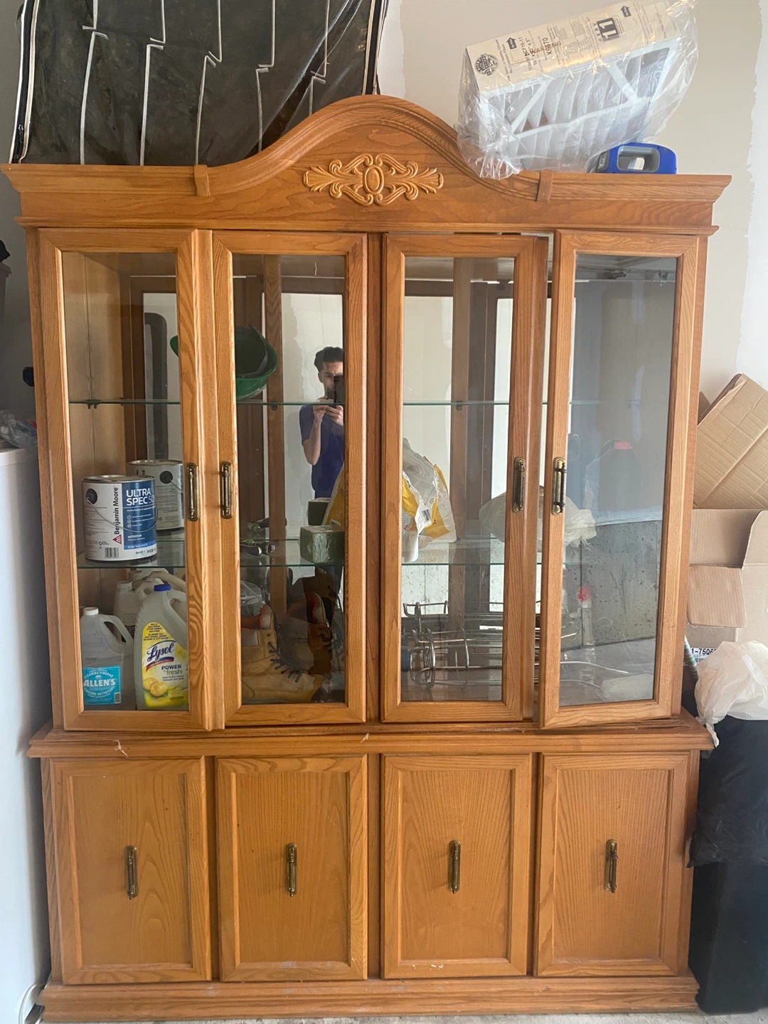 Wooden Display Cabinet with Glass Doors