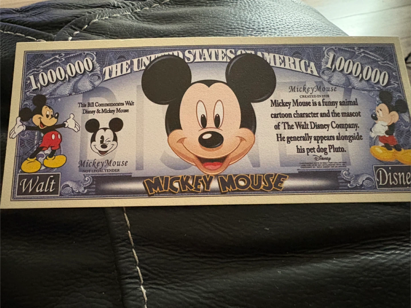 Mickey Mouse 1 Million Dollar Novelty Bill - photo 3