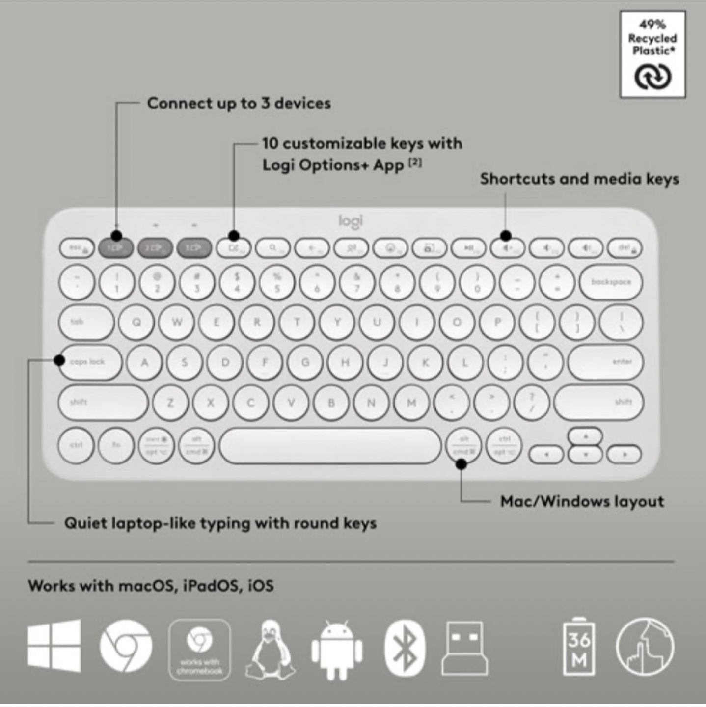 Logitech Pebble Keys 2 keyboard - photo 5