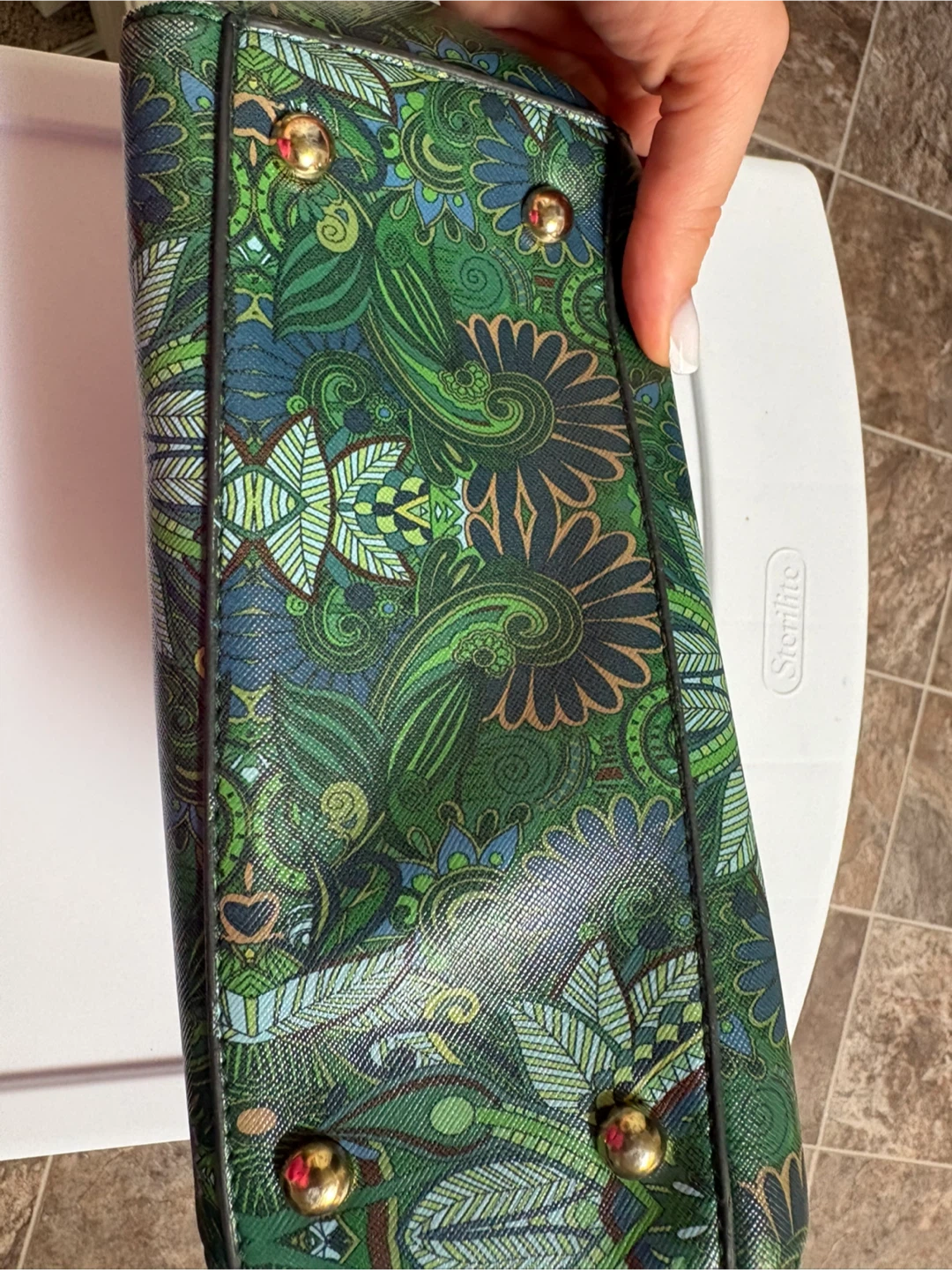 Green Artful Faces Crossbody Handbag - photo 2