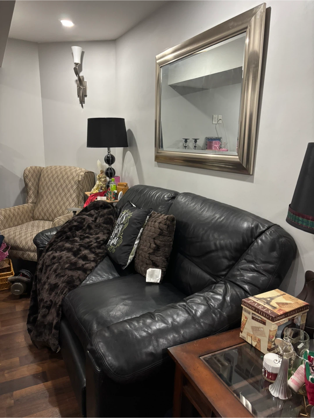 Black Leather Loveseat Sofa