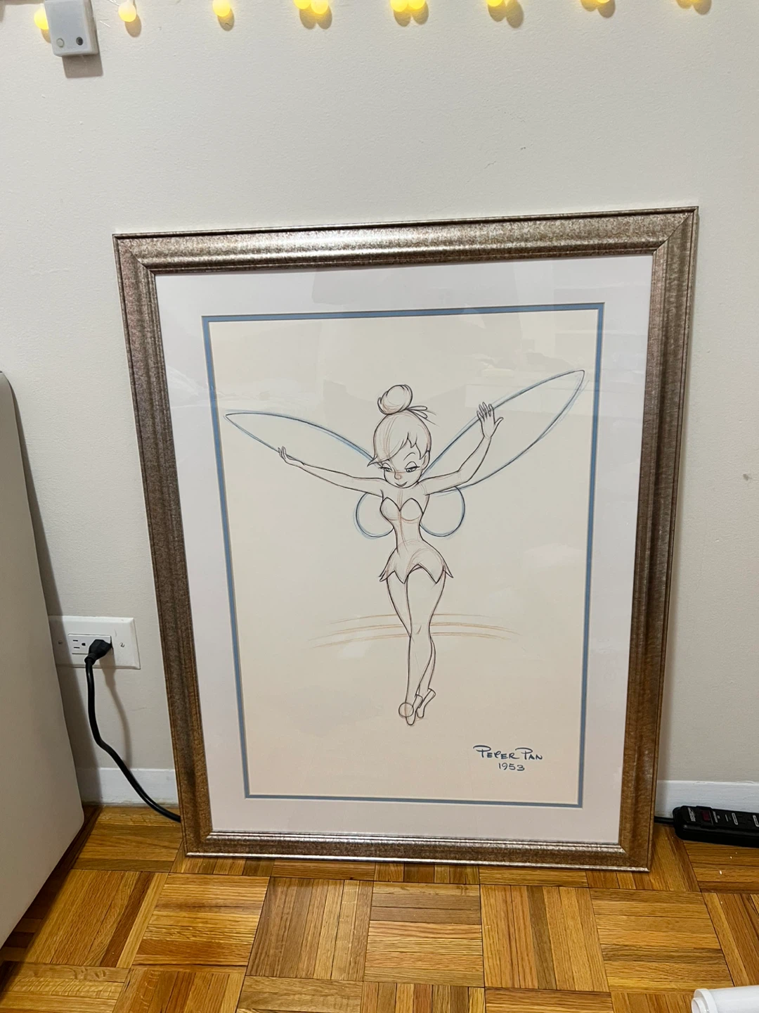 Disney Framed Art Sketch Style Tinker Bell From Peter Pan 1953