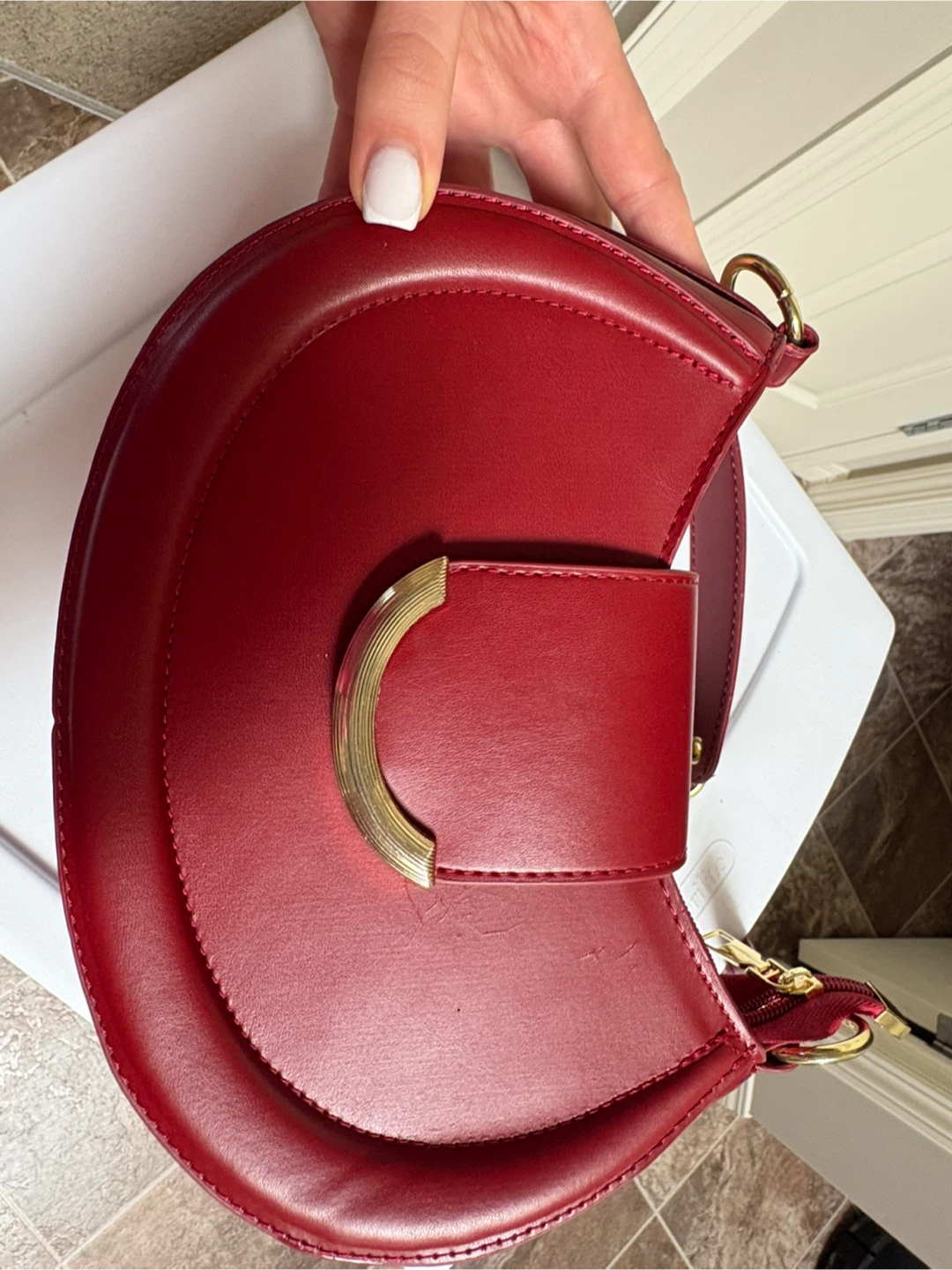 Red Crescent Shaped Handbag