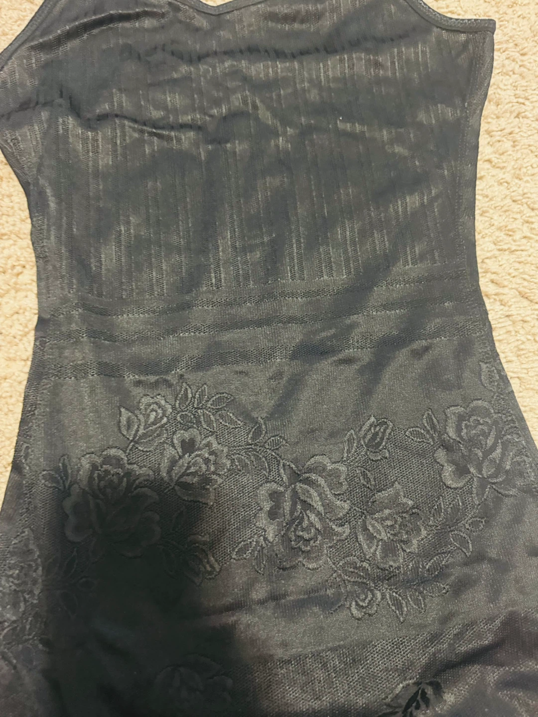 Black Bodysuit Shapewear with Floral Lace - photo 2