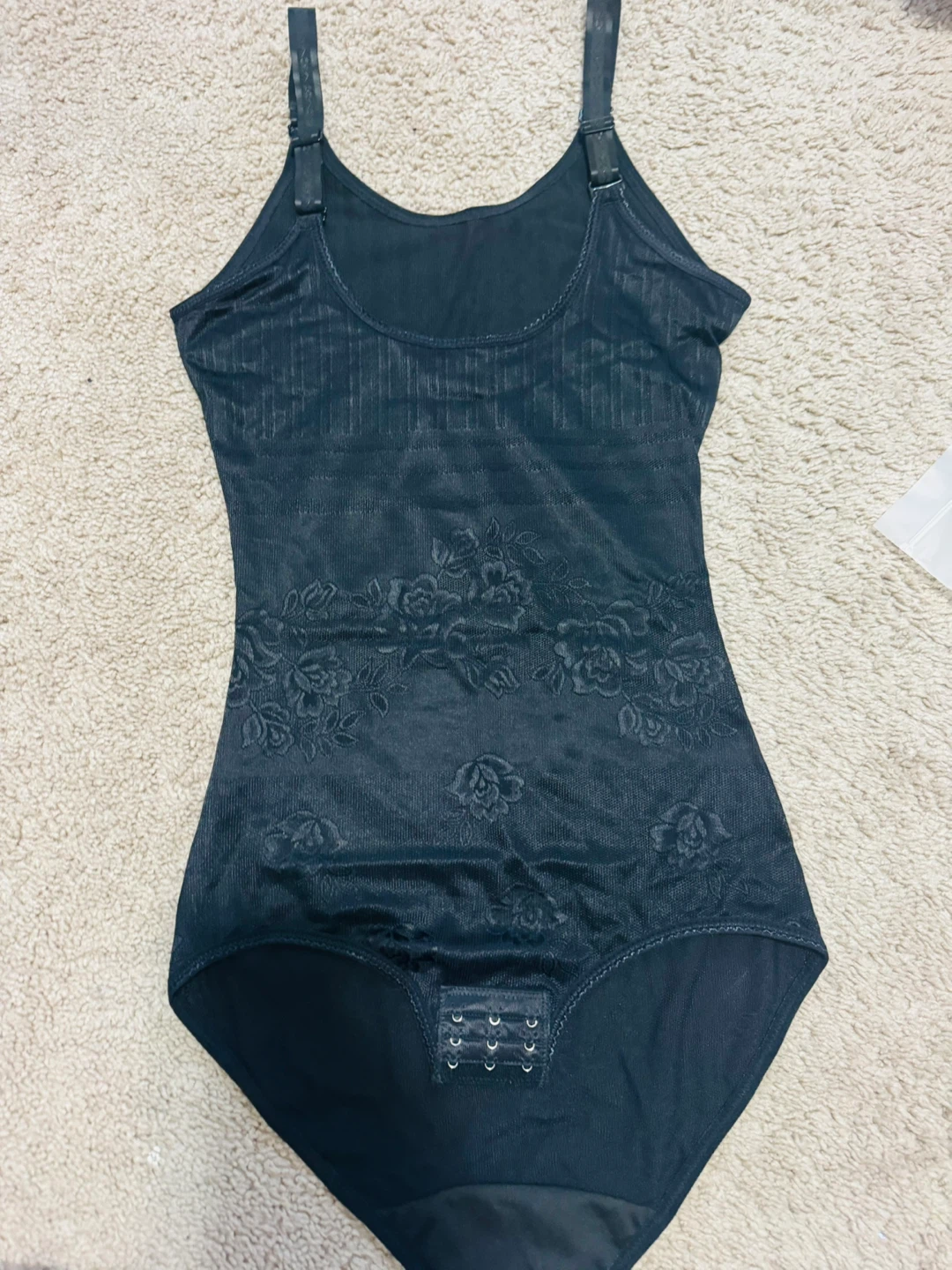 Black Bodysuit Shapewear with Floral Lace - photo 3