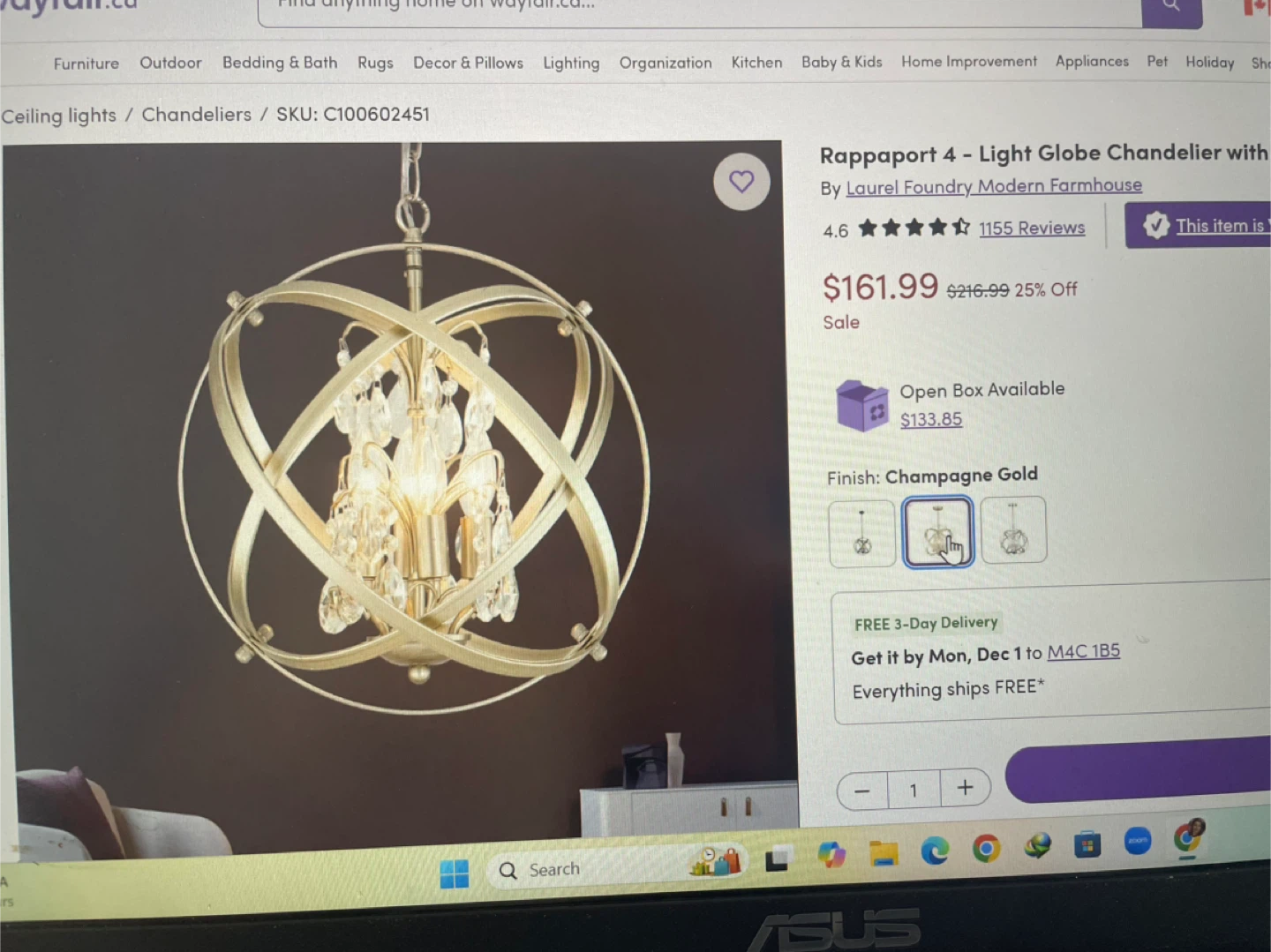3-Light Globe Chandelier - photo 2
