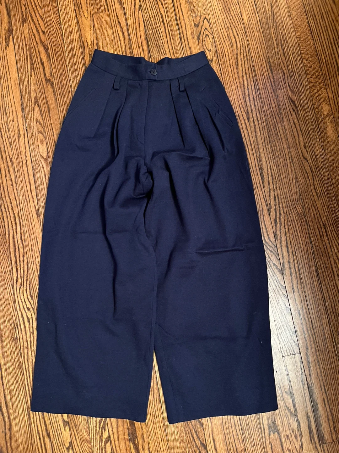 Sonia Rykiel Paris Navy Pleated Wide-Leg Trousers