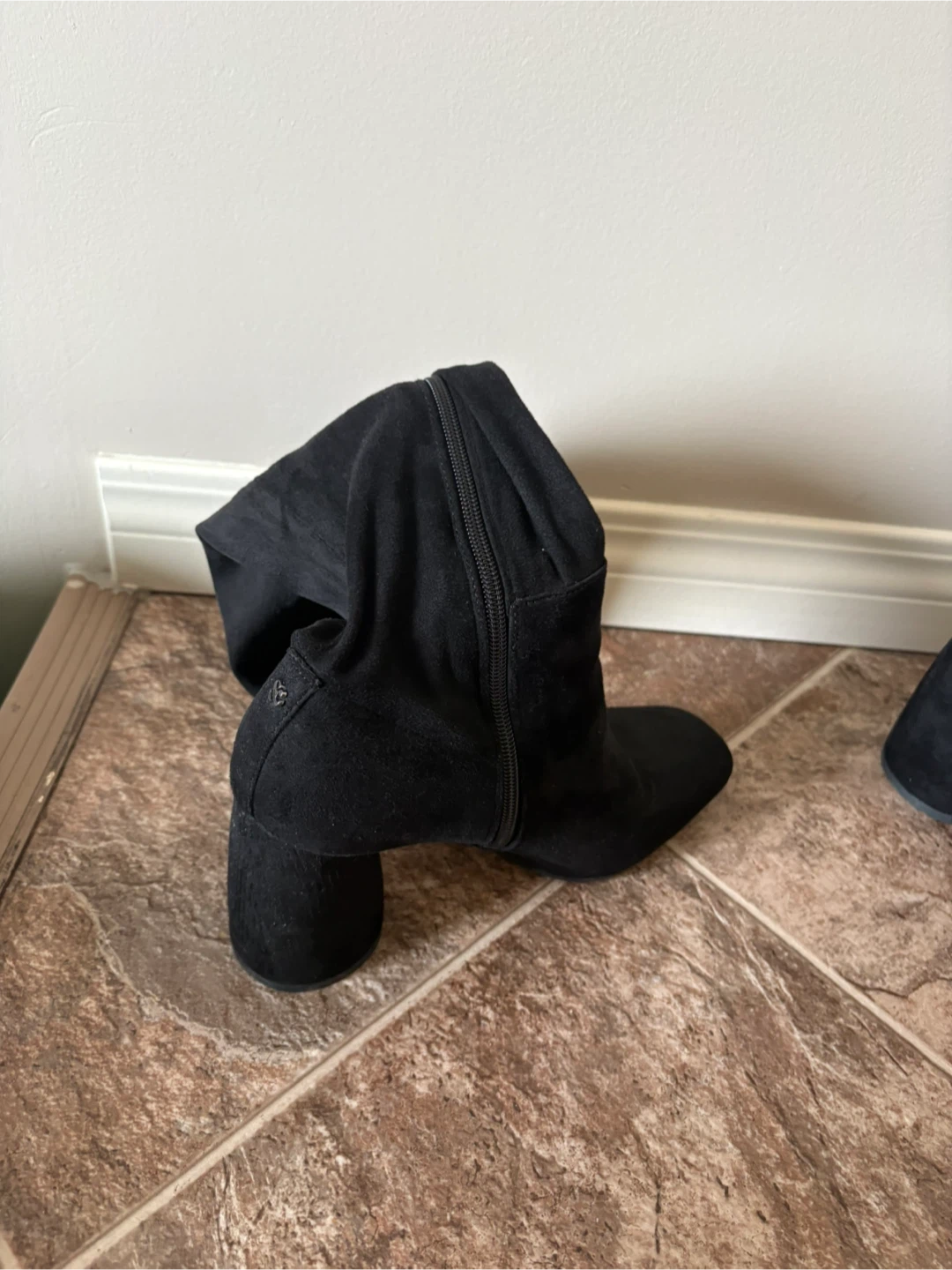 Black Suede Block Heel Boots - photo 2