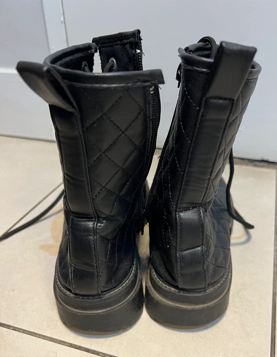Black Quilted Combat Boots - photo 4