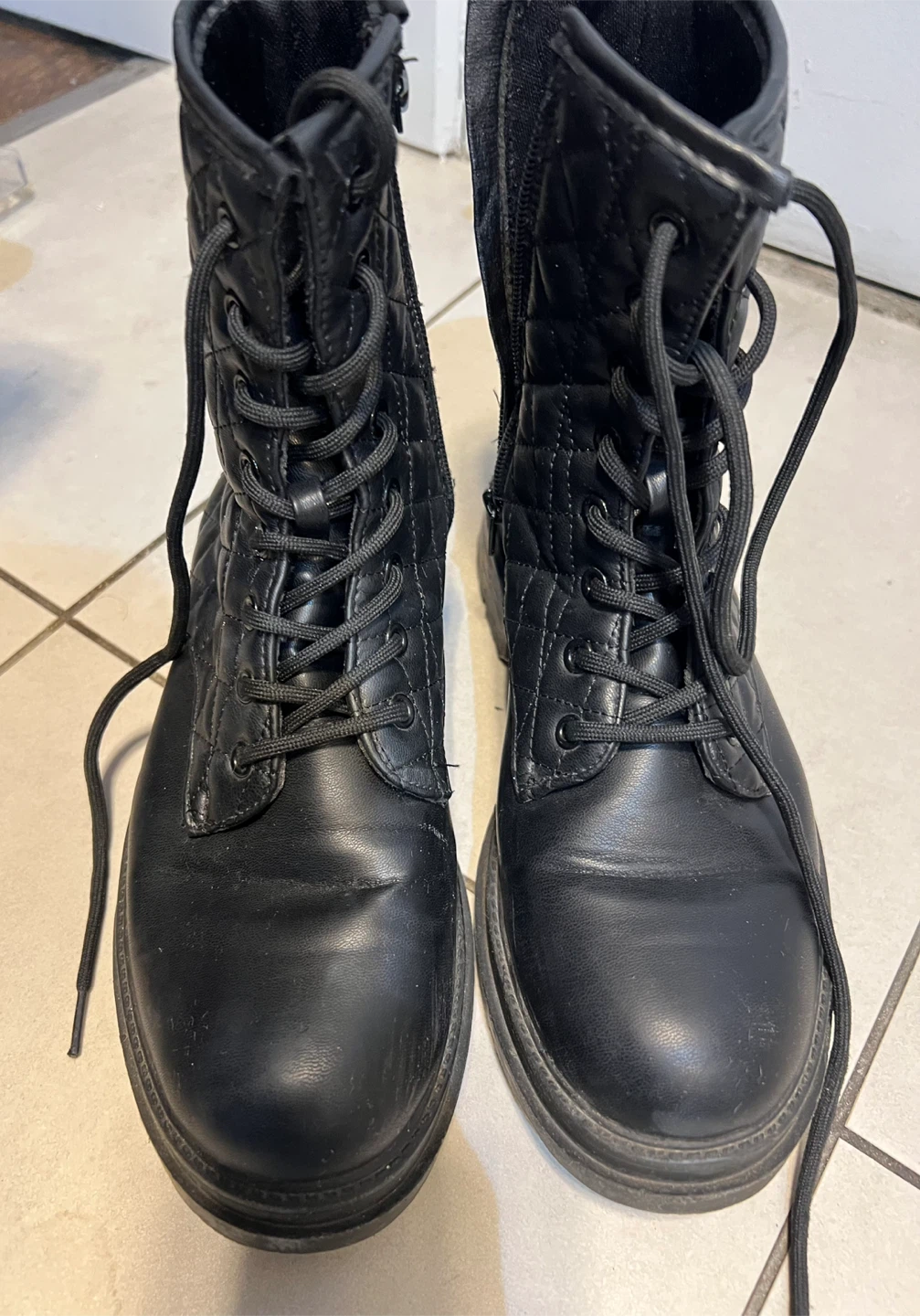 Black Quilted Combat Boots