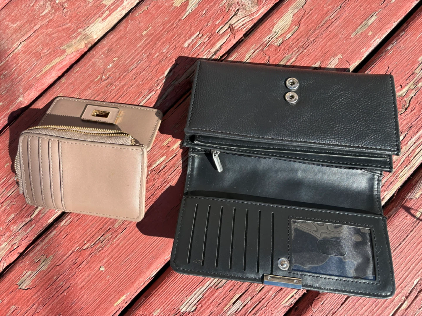 Black and Tan Wallet Set with Snake Print Accent - photo 3